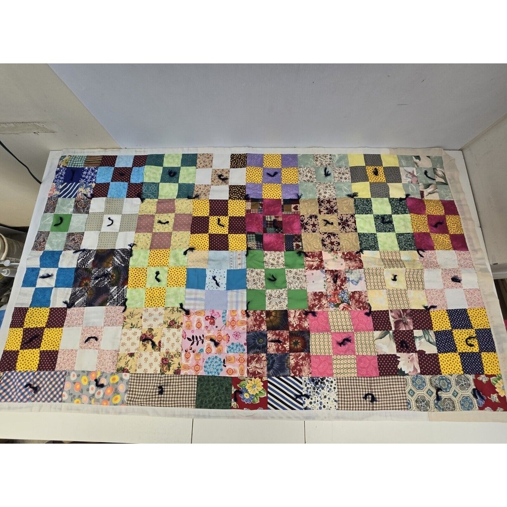 Handmade Patchwork Quilt Throw Blanket Machine Stitched Double Sided 33x58 USA